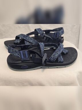 Chaco Womens Blue Stripes Strappy Sandals Sz 8 Outdoor Vibram
